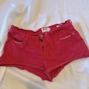 Red cut off women’s shorts, FRAME London-Los Angeles. Size 30